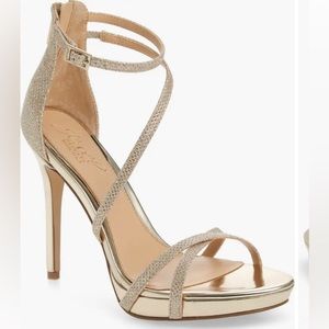 BADGLEY MISCHKA Stiletto Heel sandal Gold glitter 7 wedding party